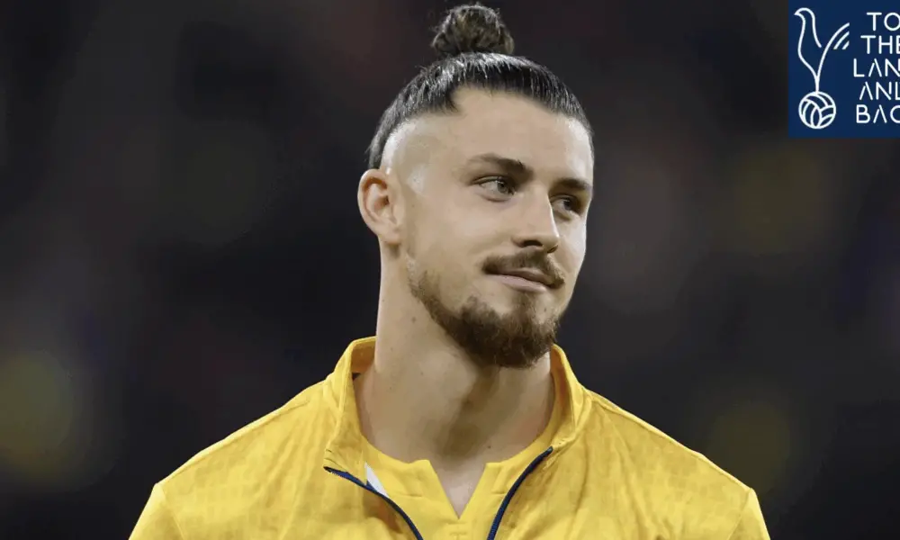 Radu Dragusin in action for Tottenham, facing an uncertain future as transfer rumors swirl around Inter Milan and Napoli